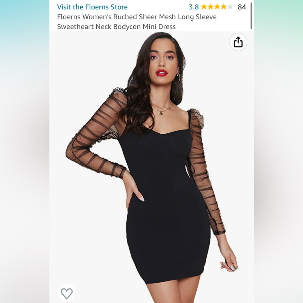 Floerns Women's Ruched Sheer Mesh Long Sleeve Sweetheart Neckline